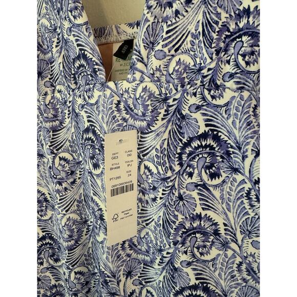 NWT J. Crew One Piece Blue Dandelion Swirl V Neck Swimsuit Size 24 - Picture 4 of 6